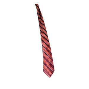Claiborne Red & Gold Striped Mens Neck Tie Silk Classic